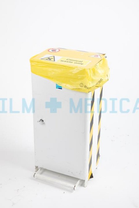 Hospital Waste Bin in White and Yellow 